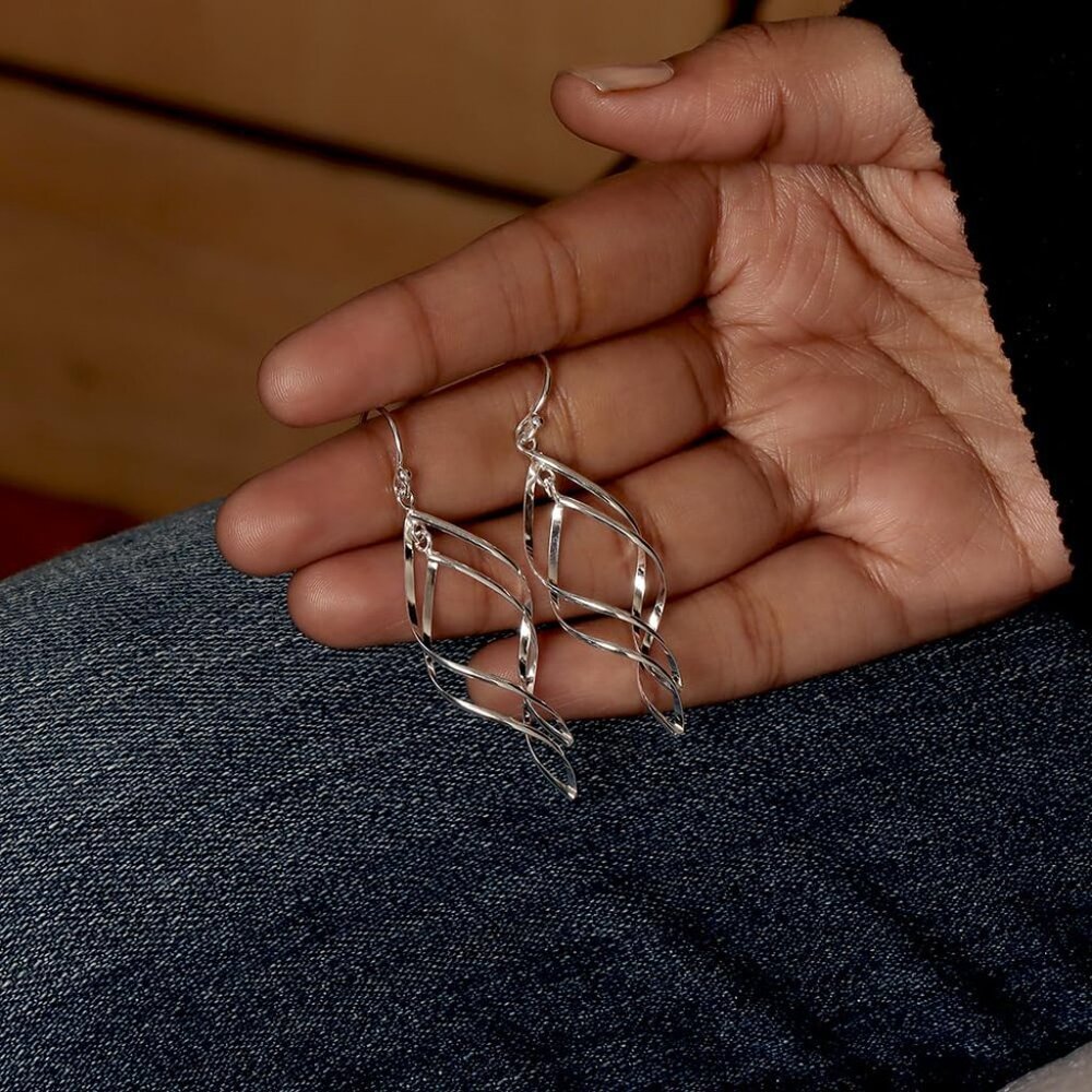 Sterling Silver Double Twisted Infinity Drop Dang… - image 3